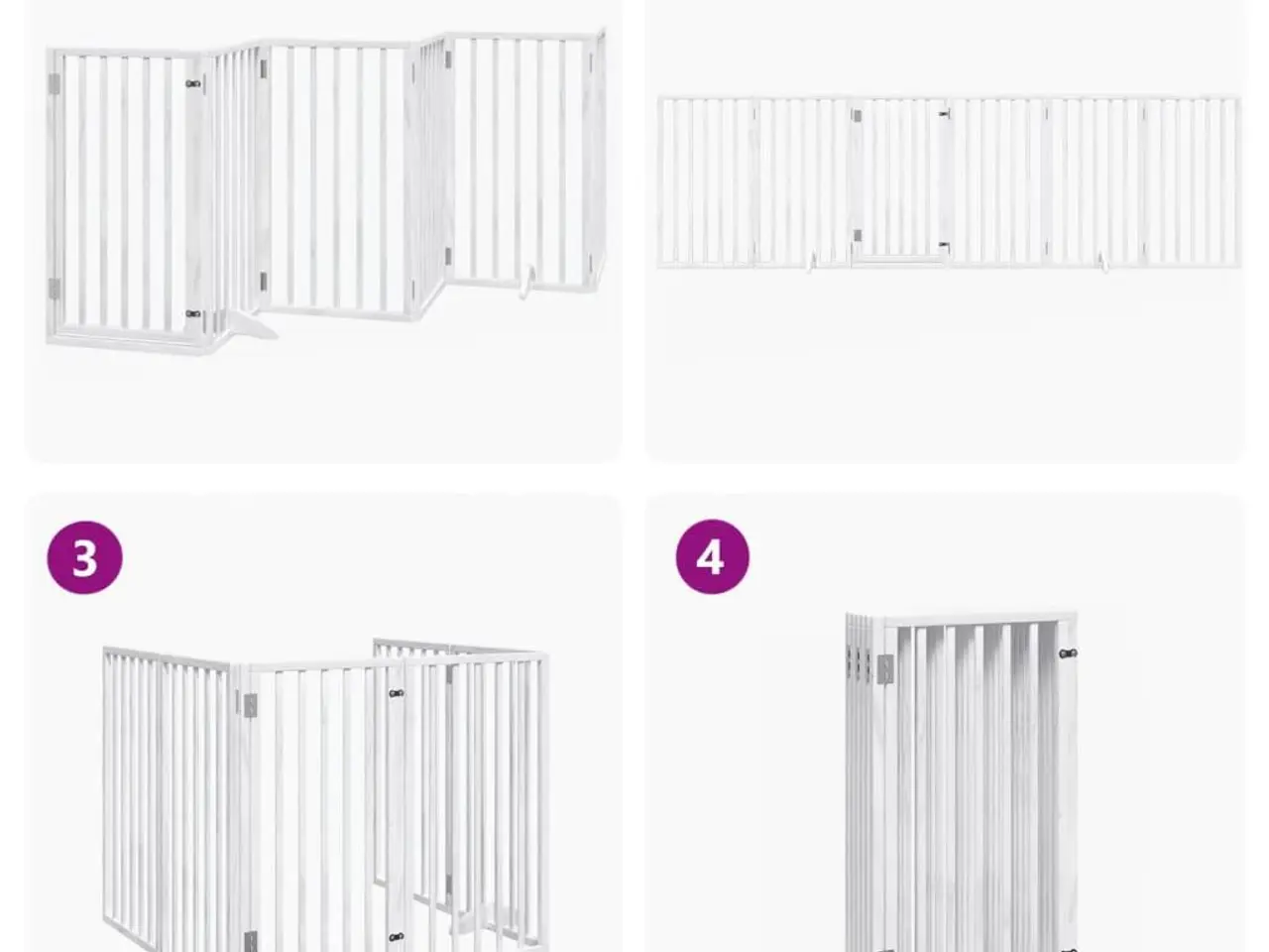 Billede 7 - Hundegitter med dør foldbar 6 paneler hvid 300 cm poppeltræ