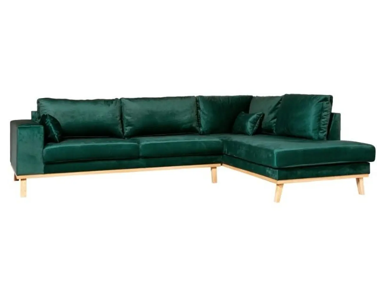 Billede 2 - Simone hjørnesofa med åben ende - højrevendt, grøn velour