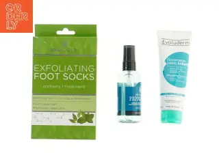 Fodplejesæt med sokker, spray og scrub (str. 3 stk 17,5 cm)