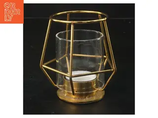 Moderne lysestage i metal og glas (str. 10,5 cm)