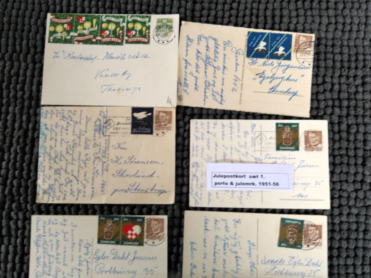 Billede 2 - 48 julepostkort med porto & julemrk. 1951 -63