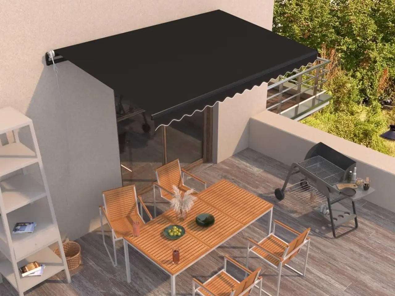 Billede 1 - Markise 400 × 350 cm - automatisk betjening, antracitgrå