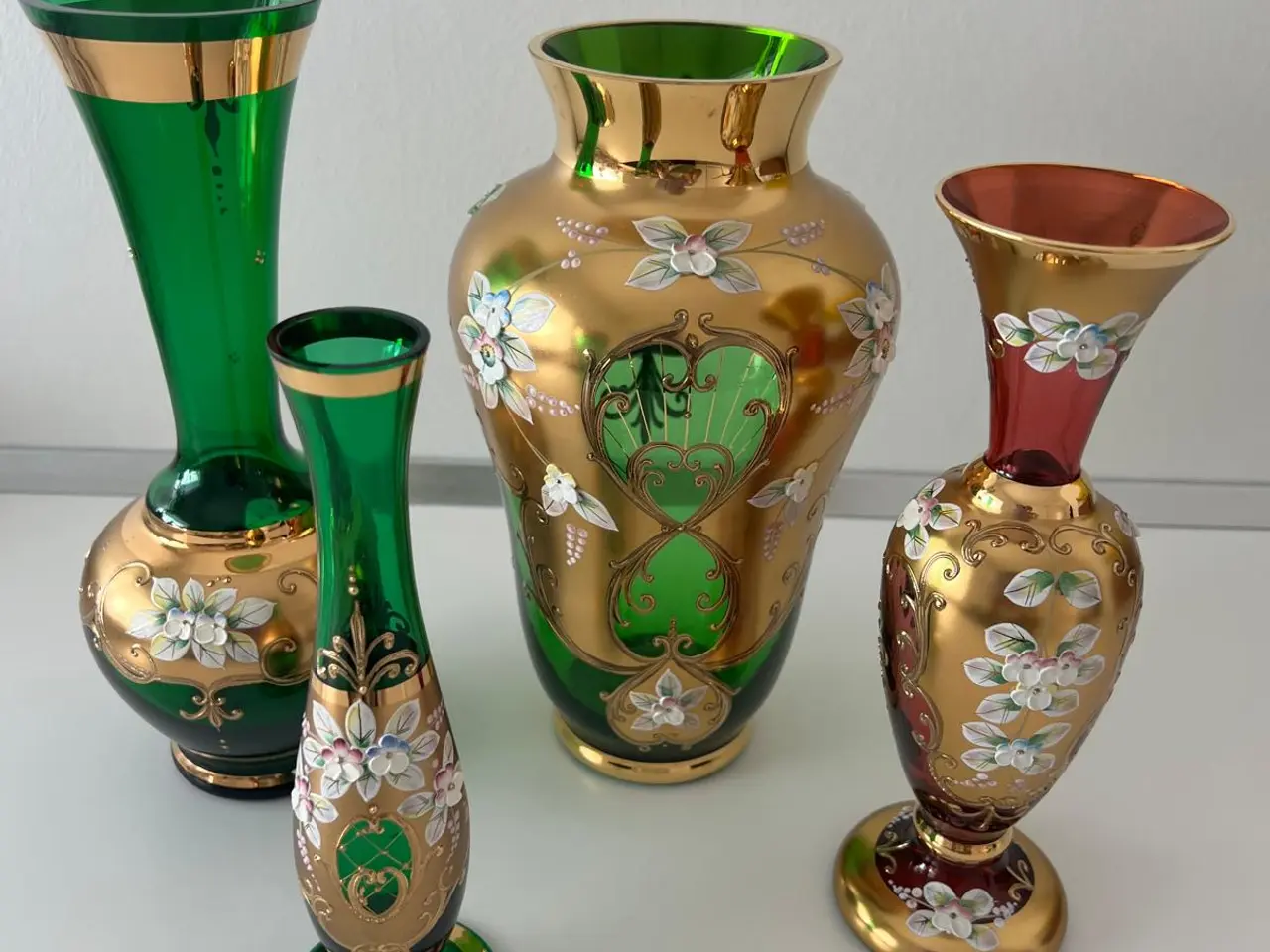 Billede 12 - Bohemian Crystal – Håndmalet Guld på Blå, Grøn & R