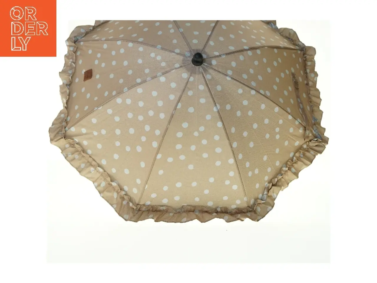 Billede 2 - Beige barnevognsparasol med prikker fra BUDDY AND HOPE (str. Totallængde. 70 cm)