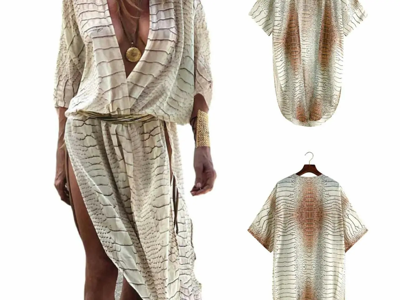 Billede 4 - Kimino i print,som animal/ str: medium+large+2xl
