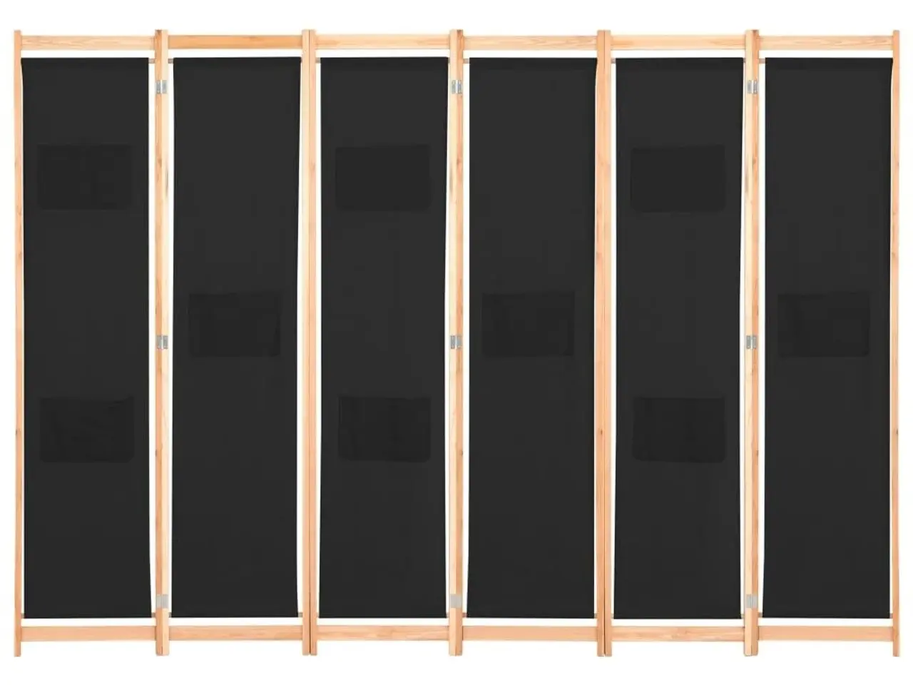 Billede 2 - 6-panels rumdeler 240 x 170 x 4 cm stof sort