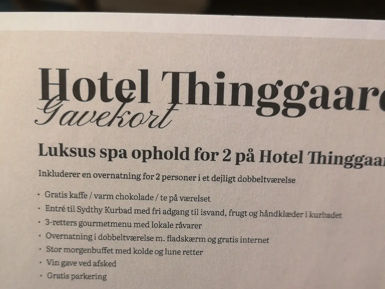 Billede 1 - Gavekort til Thinggaard Hotel