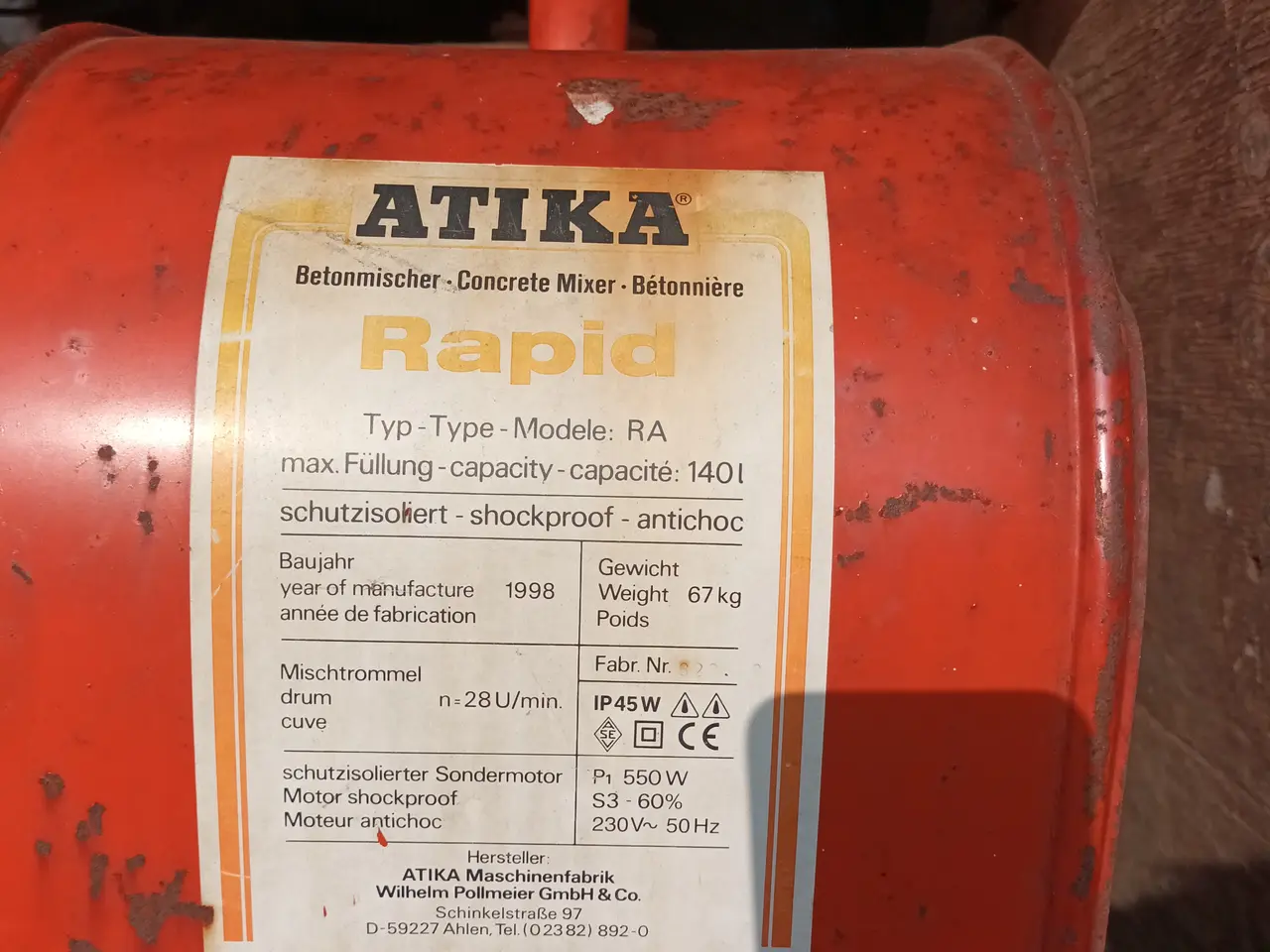Billede 1 - ATIKA betonblander 140 l.
