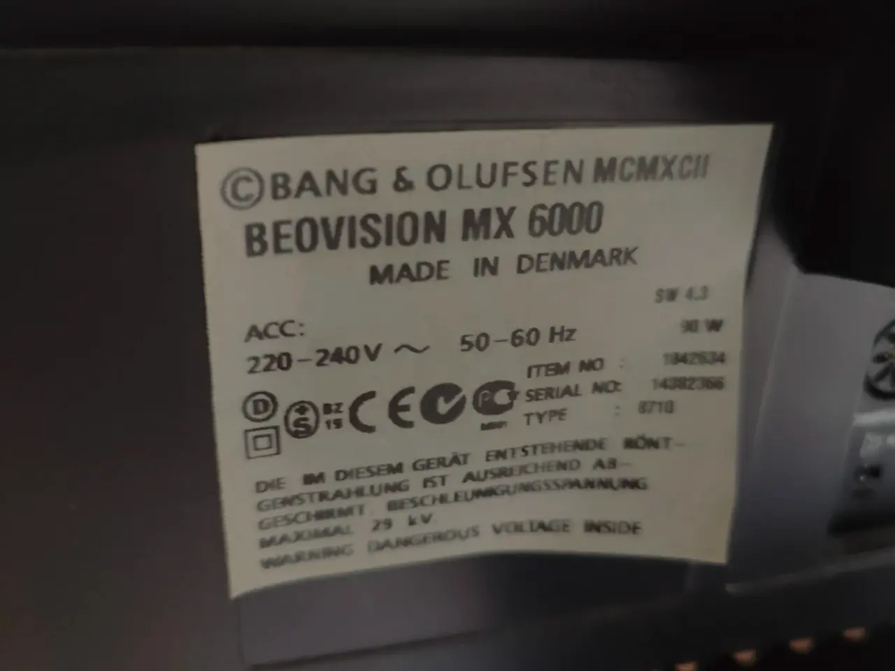 Billede 6 - B&O BeoVision MX 6000 MCMXCII – Original stand