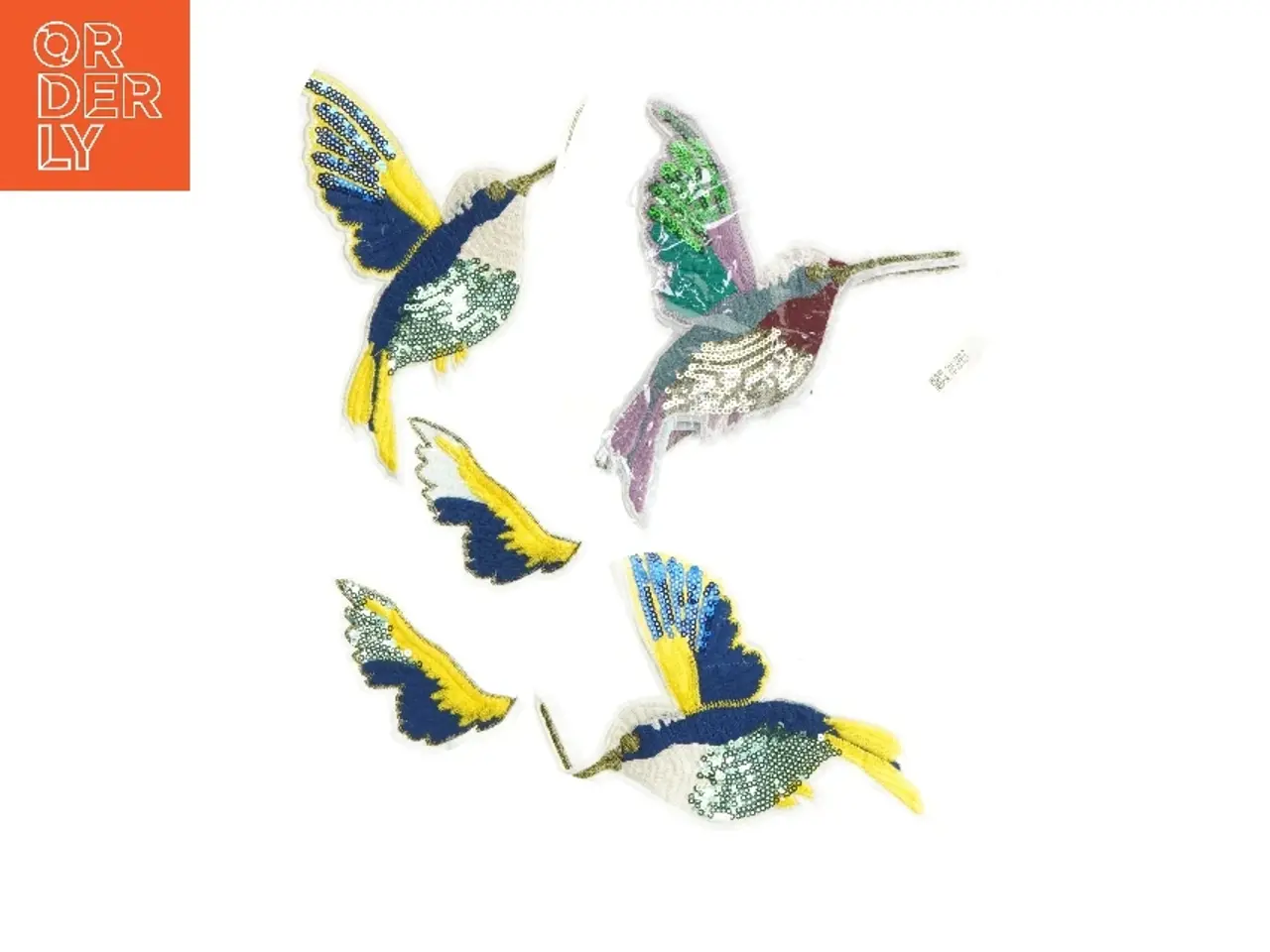 Billede 1 - Broderede kolibri fugleapplikationer (str. 20x15,5 cm)