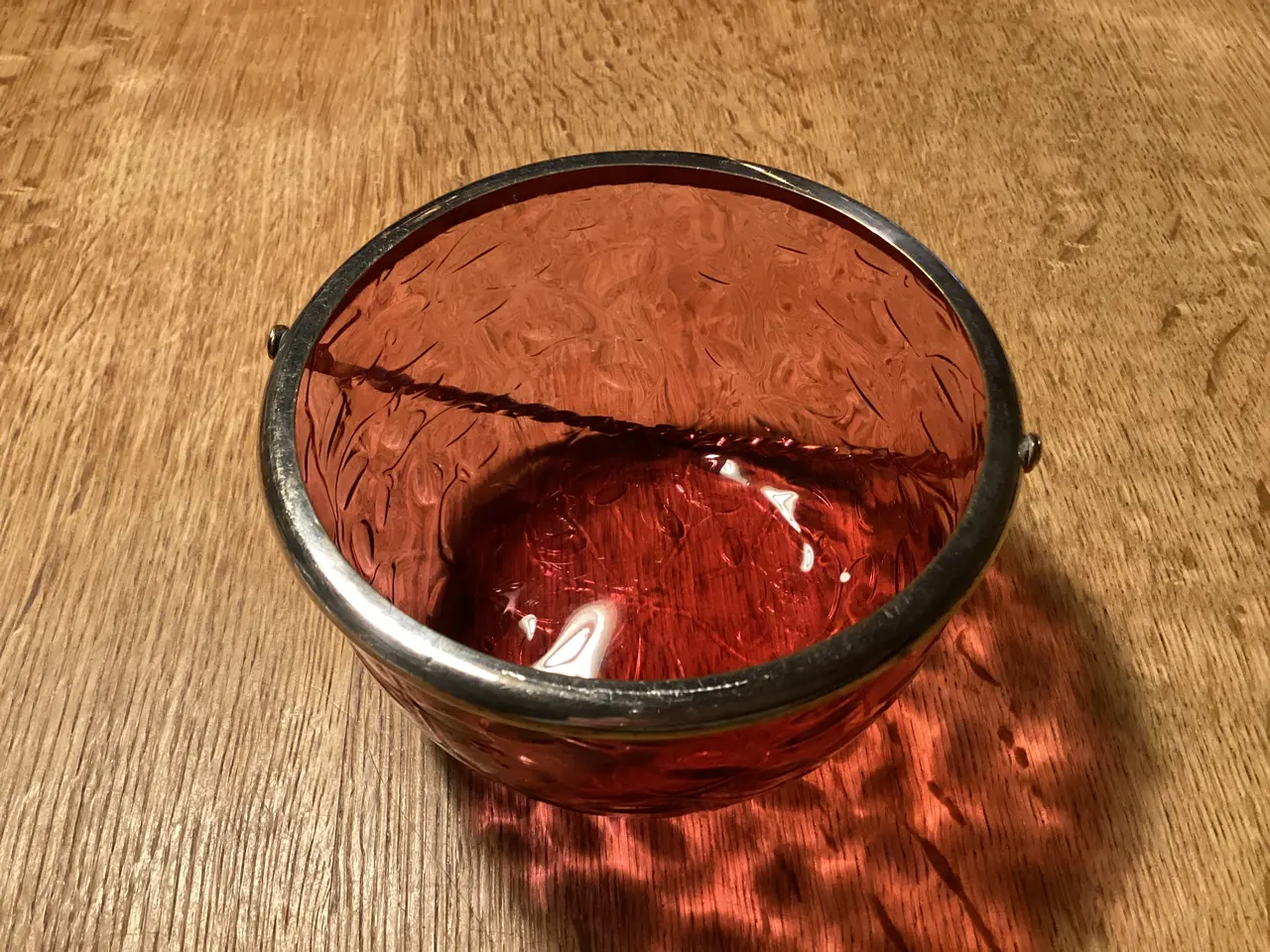 Billede 6 - Kandis skål glas Rosarød mønstret