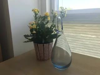 Stor næbvase i aqua blåt glas - Holmegaard