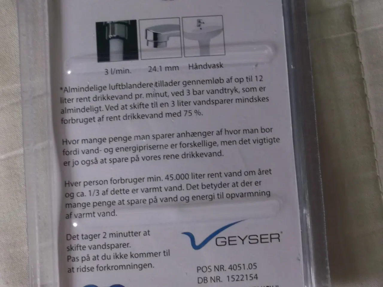 Billede 2 - Geyser vandspare Luftblander ø24,1mm 3l-min