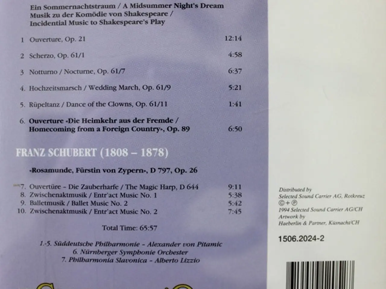 Billede 2 - Franz Schubert, Felix… – Ein… – CD
