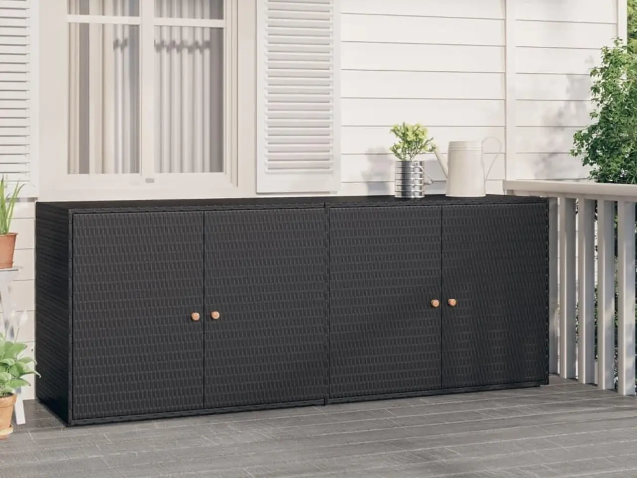 Billede 1 - Haveskab i polyrattan - sort, 198 x 55,5 x 80 cm