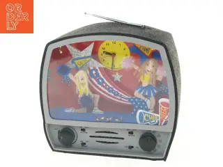 Vækkeur med radio og cheerleader-motiv (str. 26x24,5 cm)