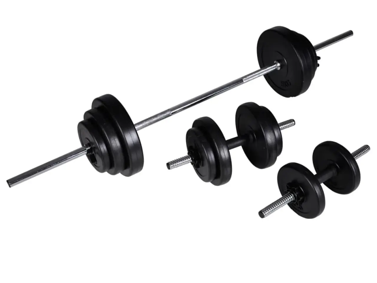 Billede 6 - Vægtbænk med vægtstativ, vægtstang- og håndvægtsæt 30,5 kg