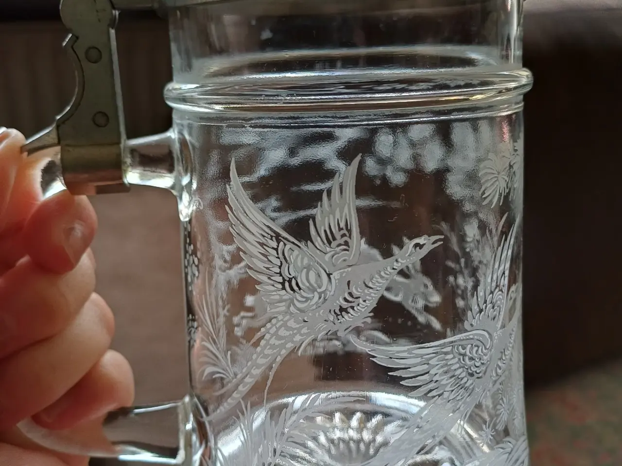 Billede 8 - Tysk øl krus/glas med tin låg