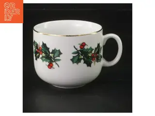 Porcelænskop med kristtorn motiv (str. Ø 7,5 cm)