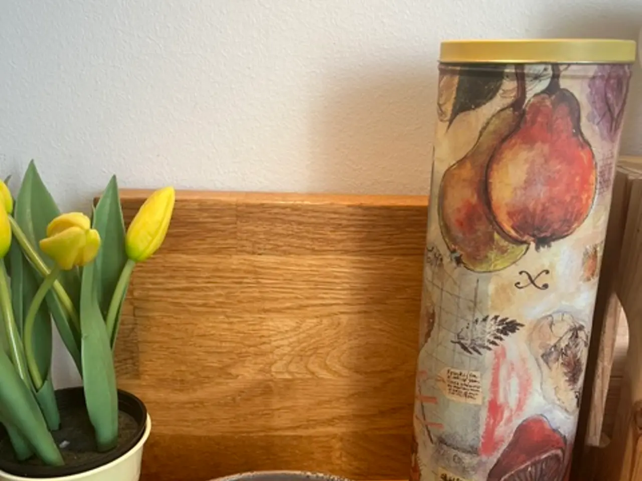 Billede 1 - Retro metaldåse med botanisk motiv (29 cm)
