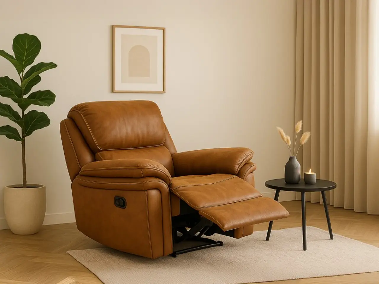 Billede 3 - Christopher Recliner Lænestol - Cognac Ruskindsblød mikrofiber