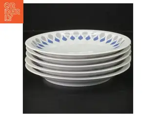 Blå dråbe fra lyngby porcelæn 5 kage tallerkener tallerkener med blå og grå mønster (str. 17 cm, 5 styk cm)