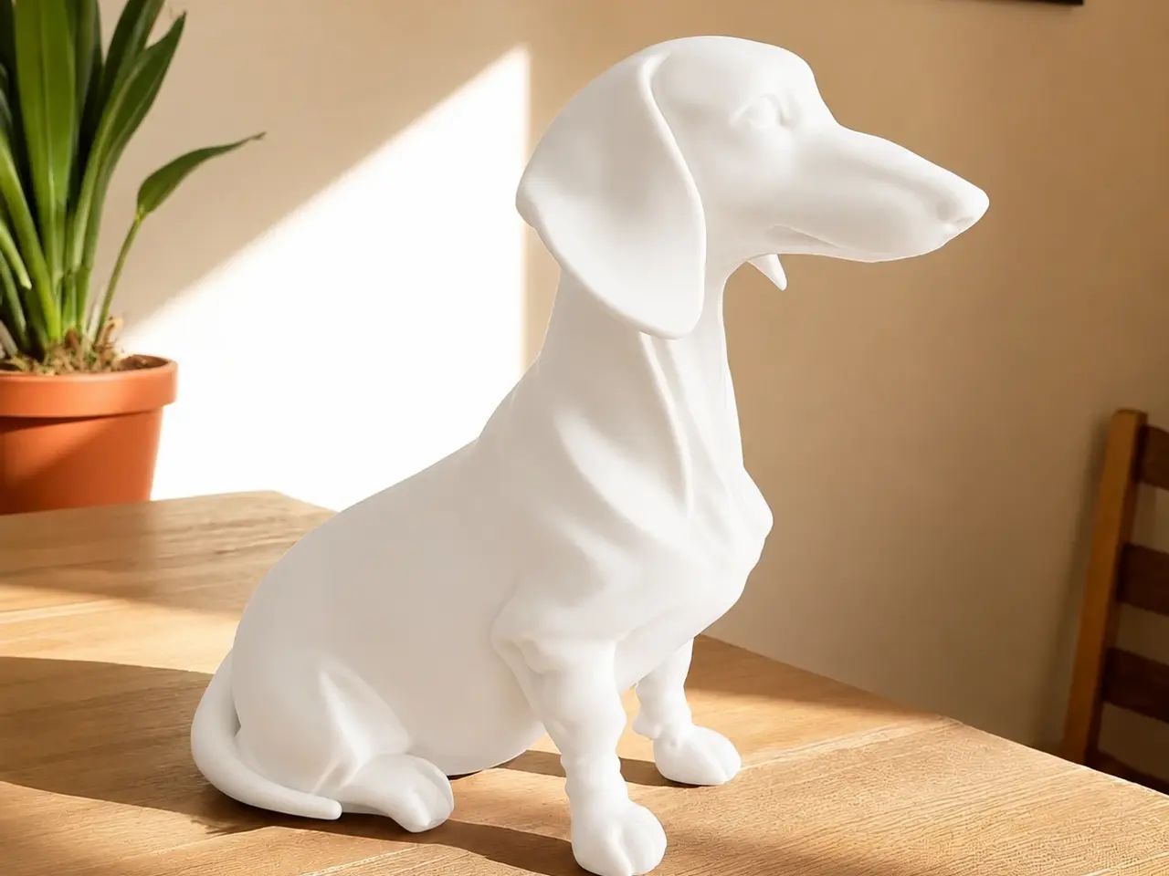 Billede 1 - Hvid gravhund figur