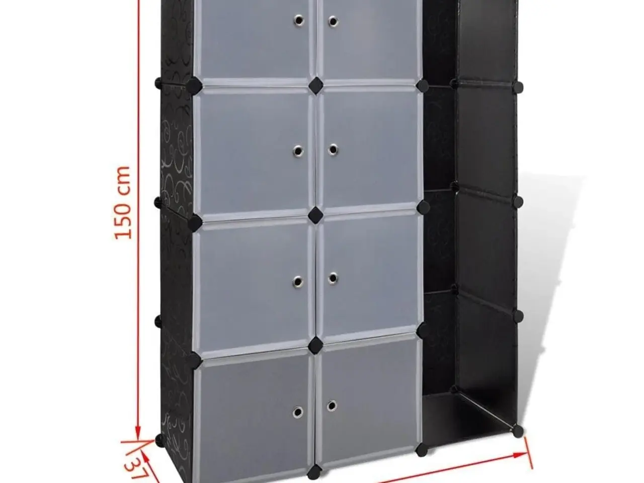 Billede 7 - Modulskab med 9 rum 109×36,5×143 cm - sort/hvid