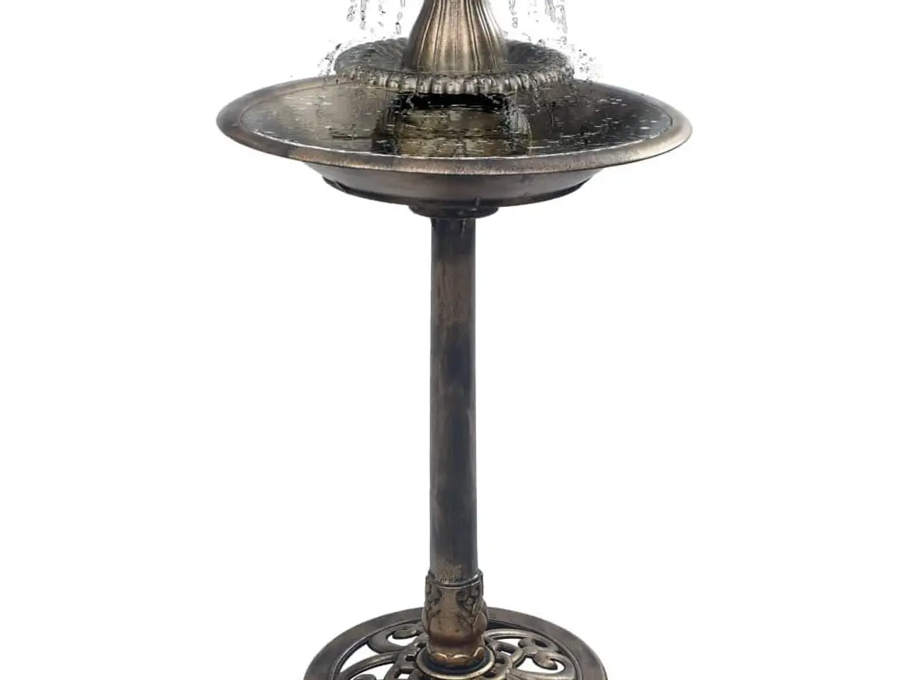 Billede 1 - Fuglebad med springvand 50 × 91 cm - plastik, bronzefarvet