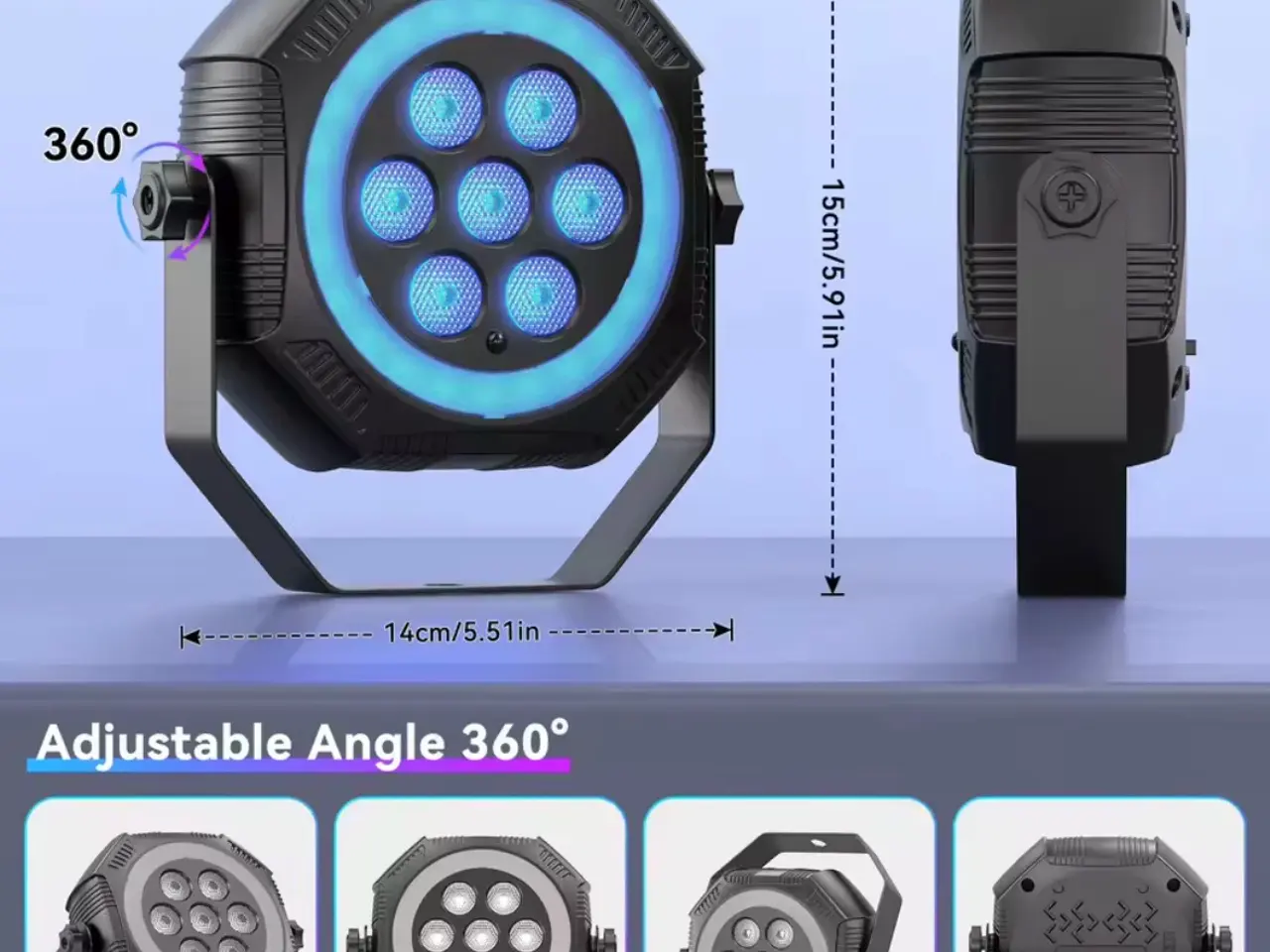 Billede 5 - 2stk. Parlampe 7xLed & Halo - Genopladelig