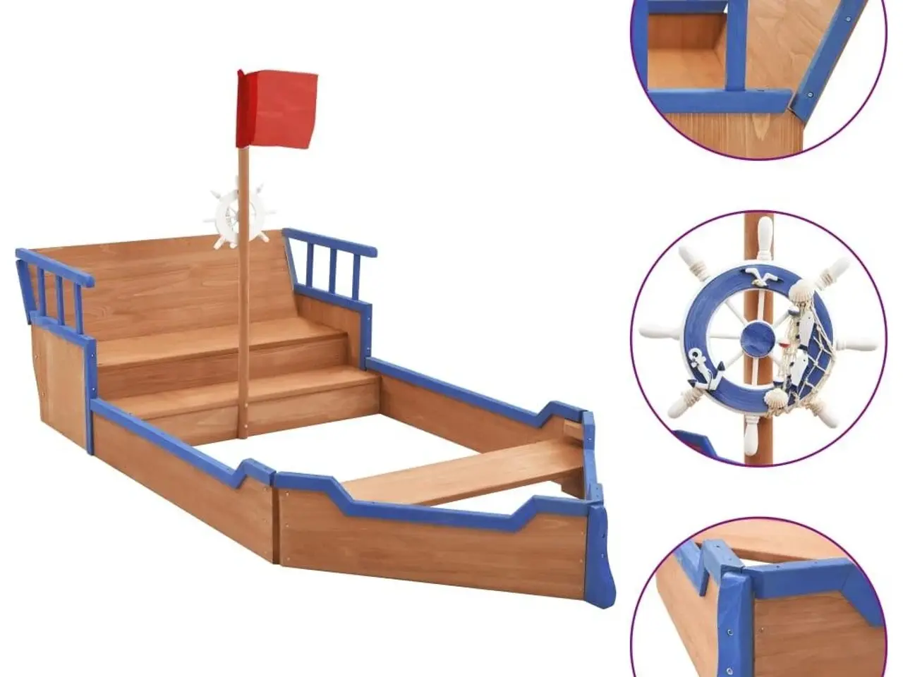 Billede 1 - Sandkasse piratskib 190x94,5x101 cm fyrretræ