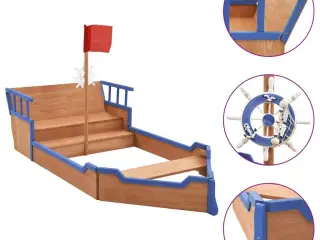 Sandkasse piratskib 190x94,5x101 cm fyrretræ