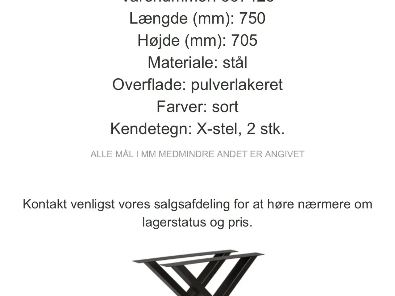 Billede 2 - X bordstel