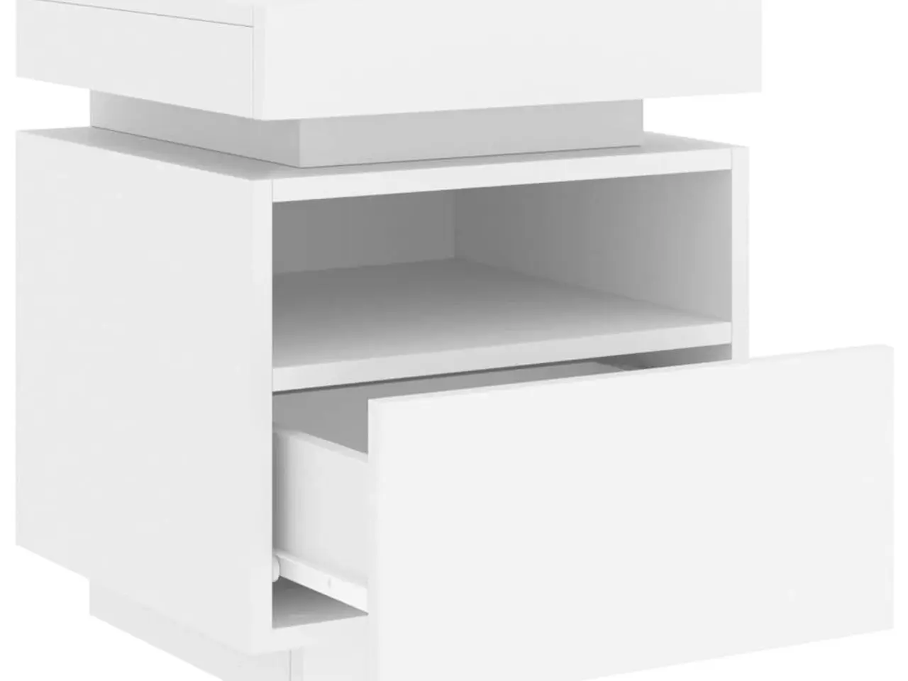 Billede 6 - Sengebord med LED-lys - hvid 40 × 39 × 48,5 cm