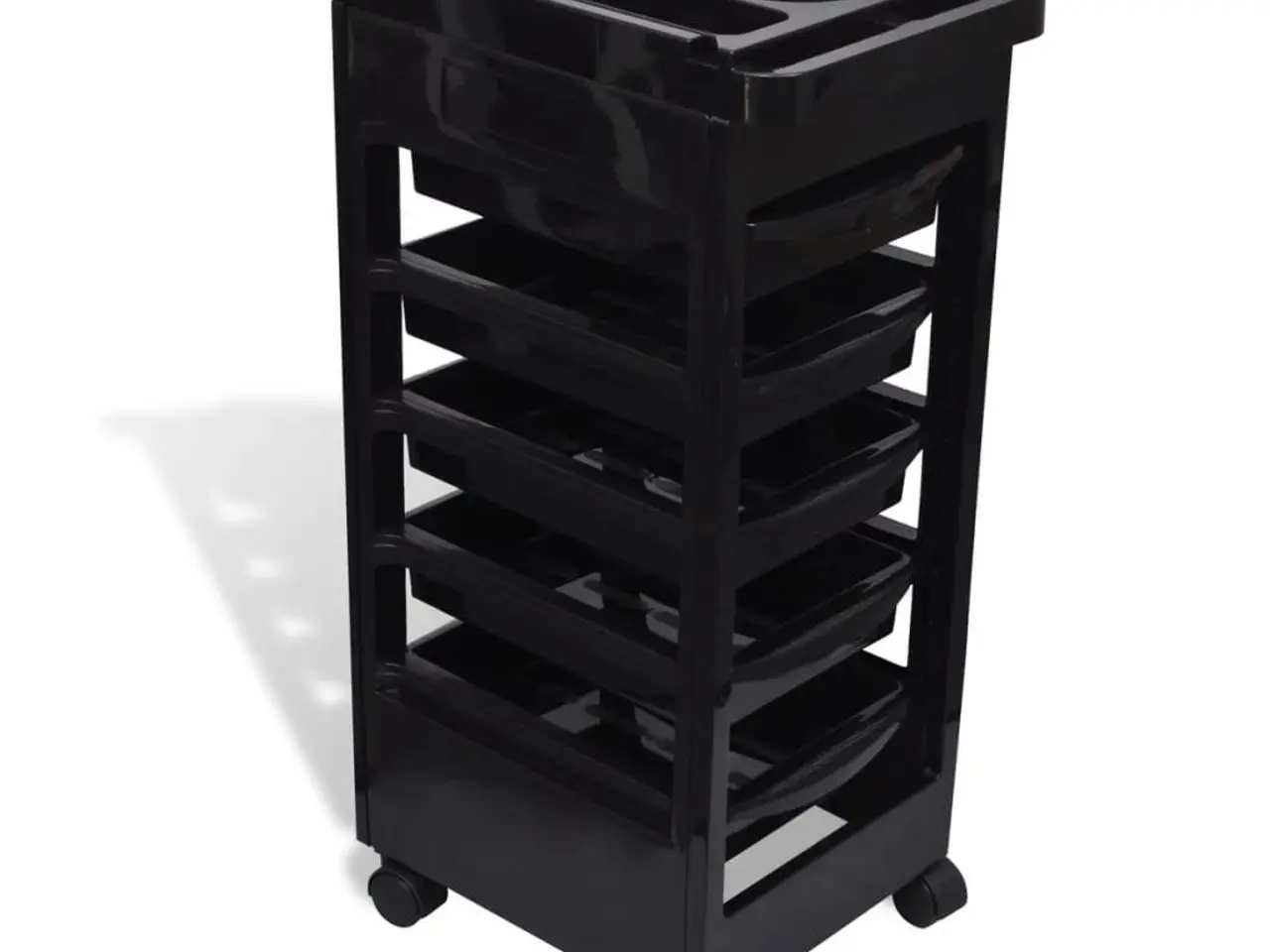 Billede 2 - Plastiktrolley med hjul - salonvogn med 5 skuffer, sort