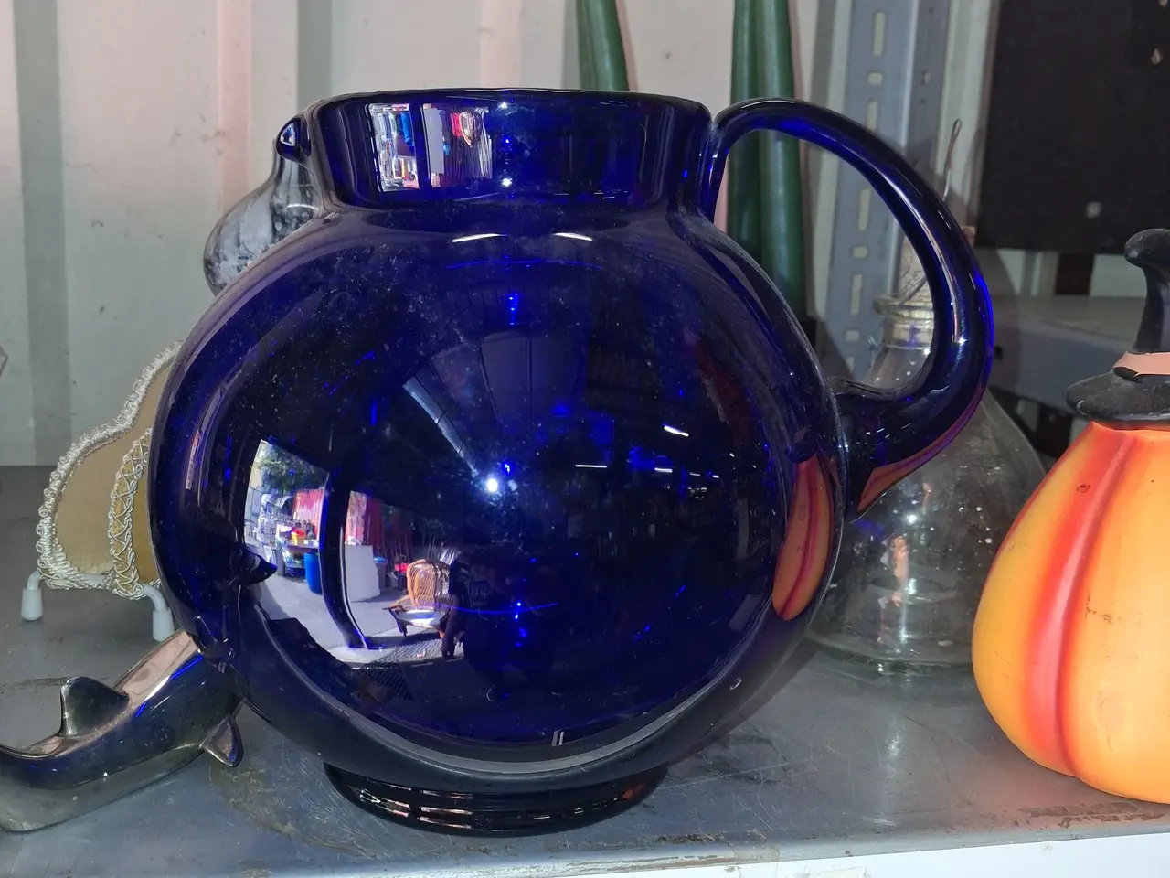 Billede 1 - Gammel blå glas kande 300kr århus