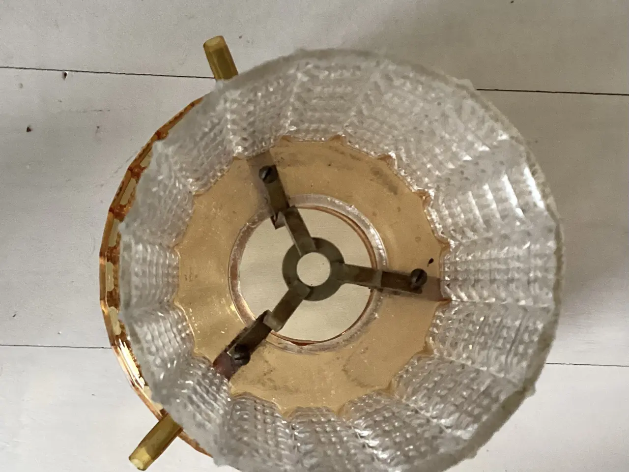 Billede 9 - Ældre “retro” loftslampe med vaffelglas