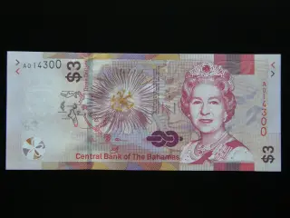 Bahamas 3 Dollars 2019 Unc.