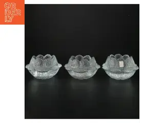 Tre glas lysestager fra holmegaard blomstermønster (str. Ø 13 cm)