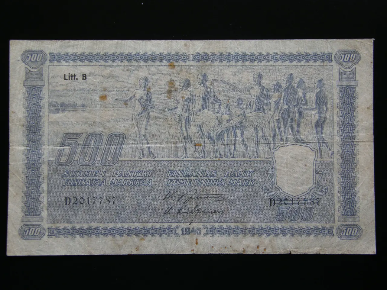 Billede 1 - Finland 500 Markkaa 1945 P89.
