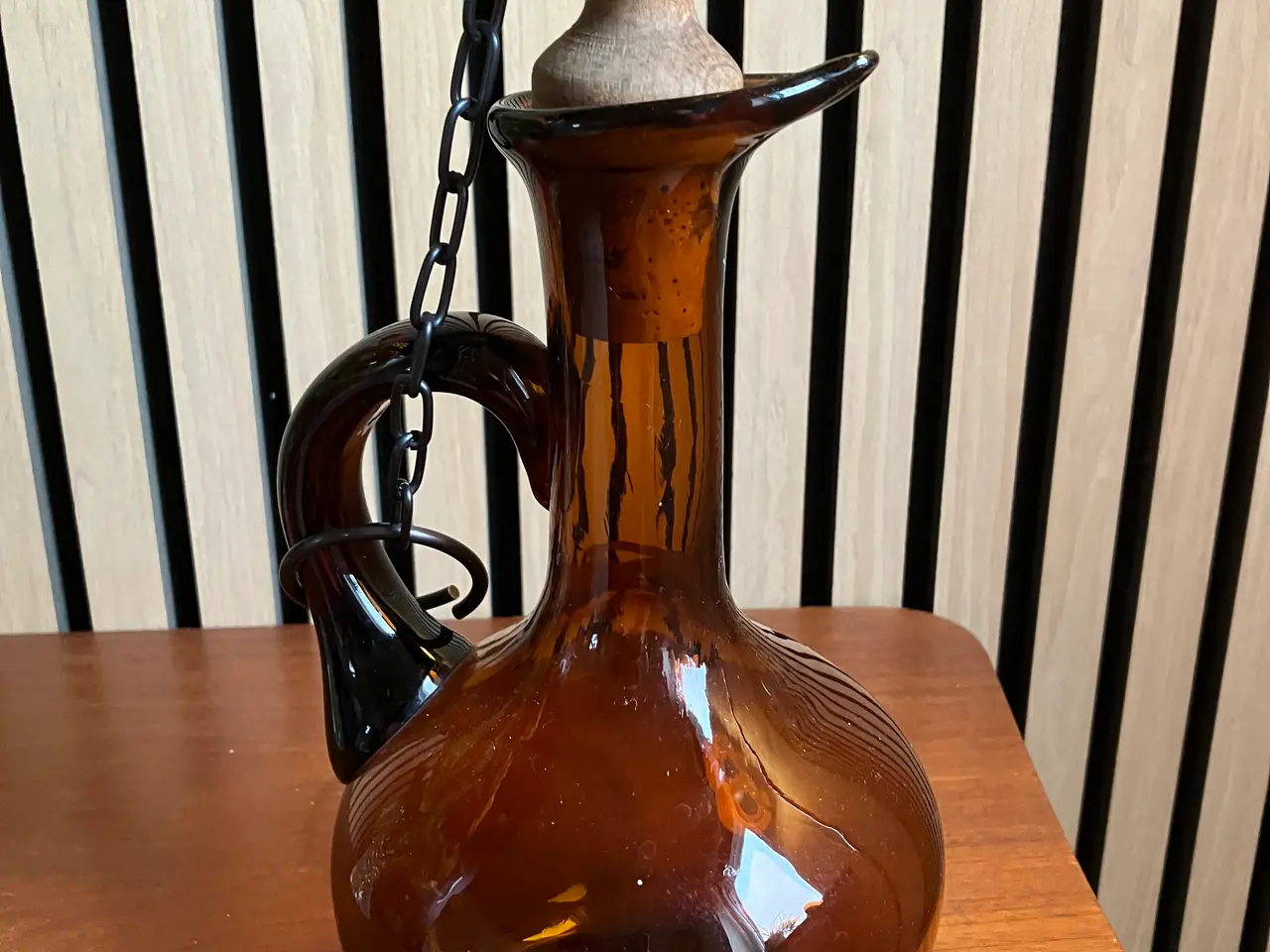 Billede 2 - Vintage glaskaraffel i ravfarvet glas