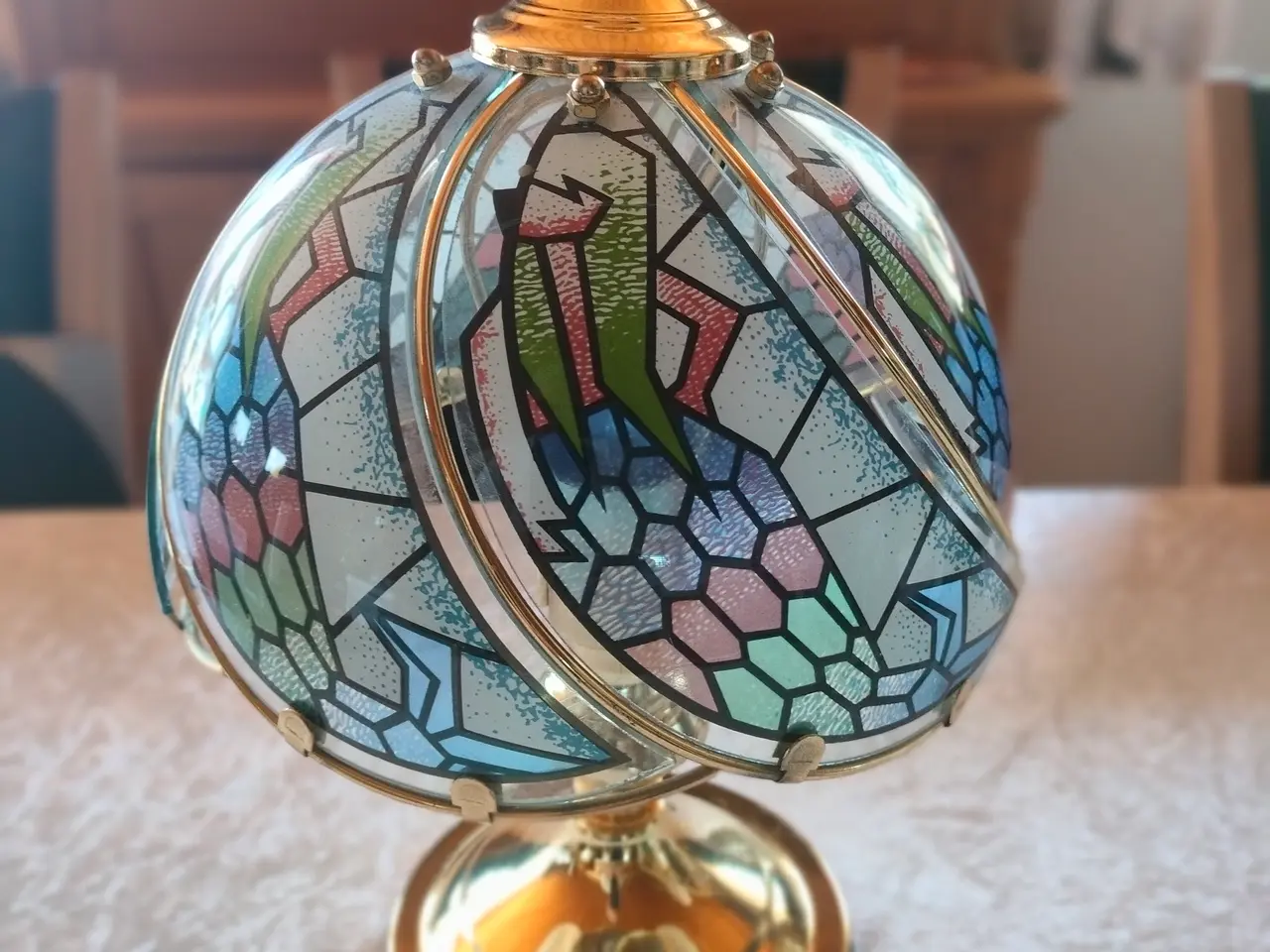 Billede 1 - "Retro" bordlampe med touch og farvede glas skærme
