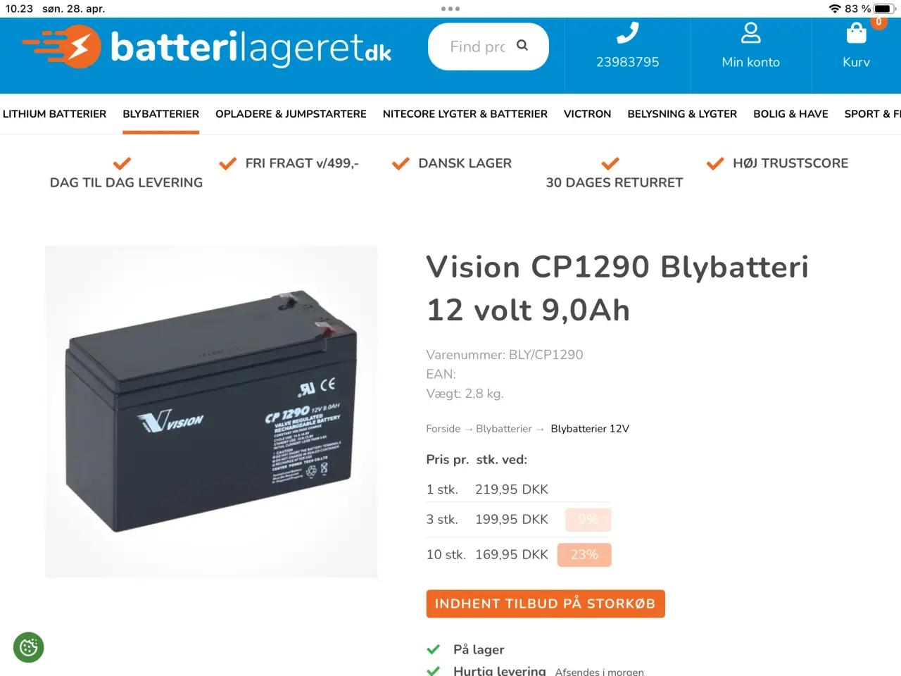 Billede 1 - Batteri til el-scooter/golfvogn