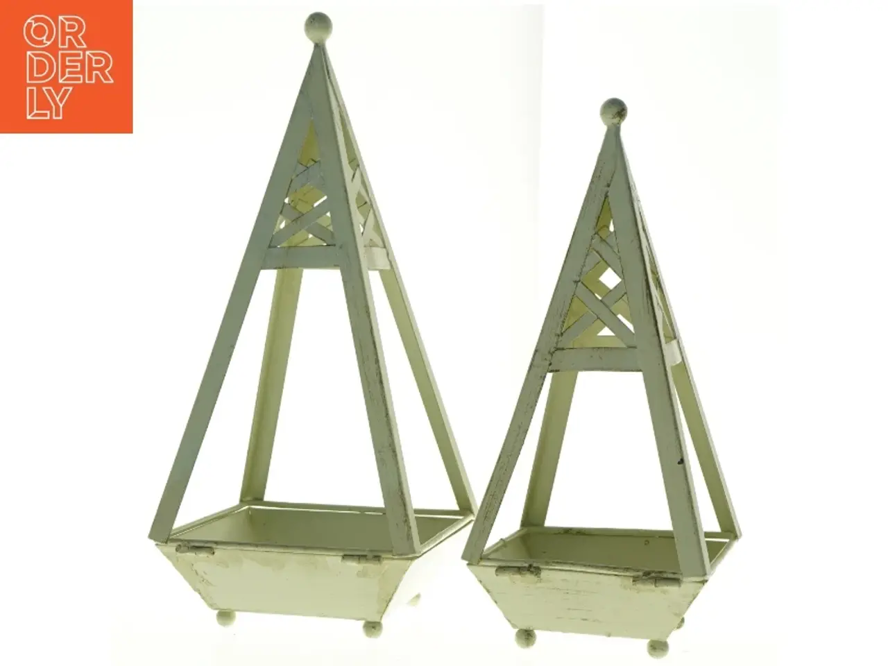 Billede 1 - Metal lanterner (str. 41 x 19 x 19 cm og 35 x 16 x 16 cm)