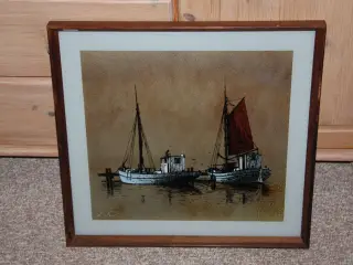 Billede af fiskekuttere (bronze agtig papir) 47 cm