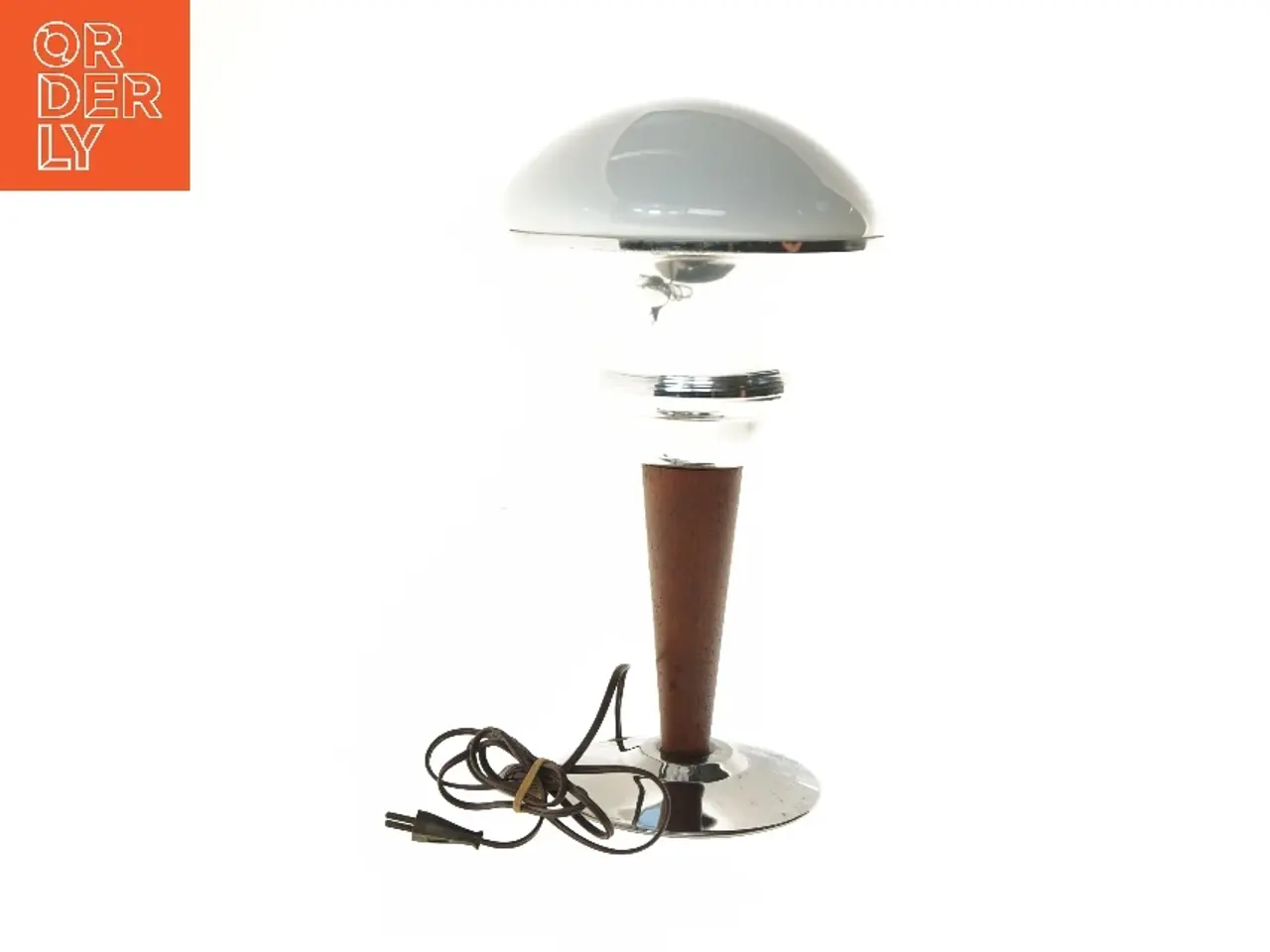 Billede 1 - Art Deco Teaktræ Bordlampe med stålkonstruktion (str. 35 cm)