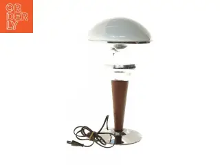 Art Deco Teaktræ Bordlampe med stålkonstruktion (str. 35 cm)