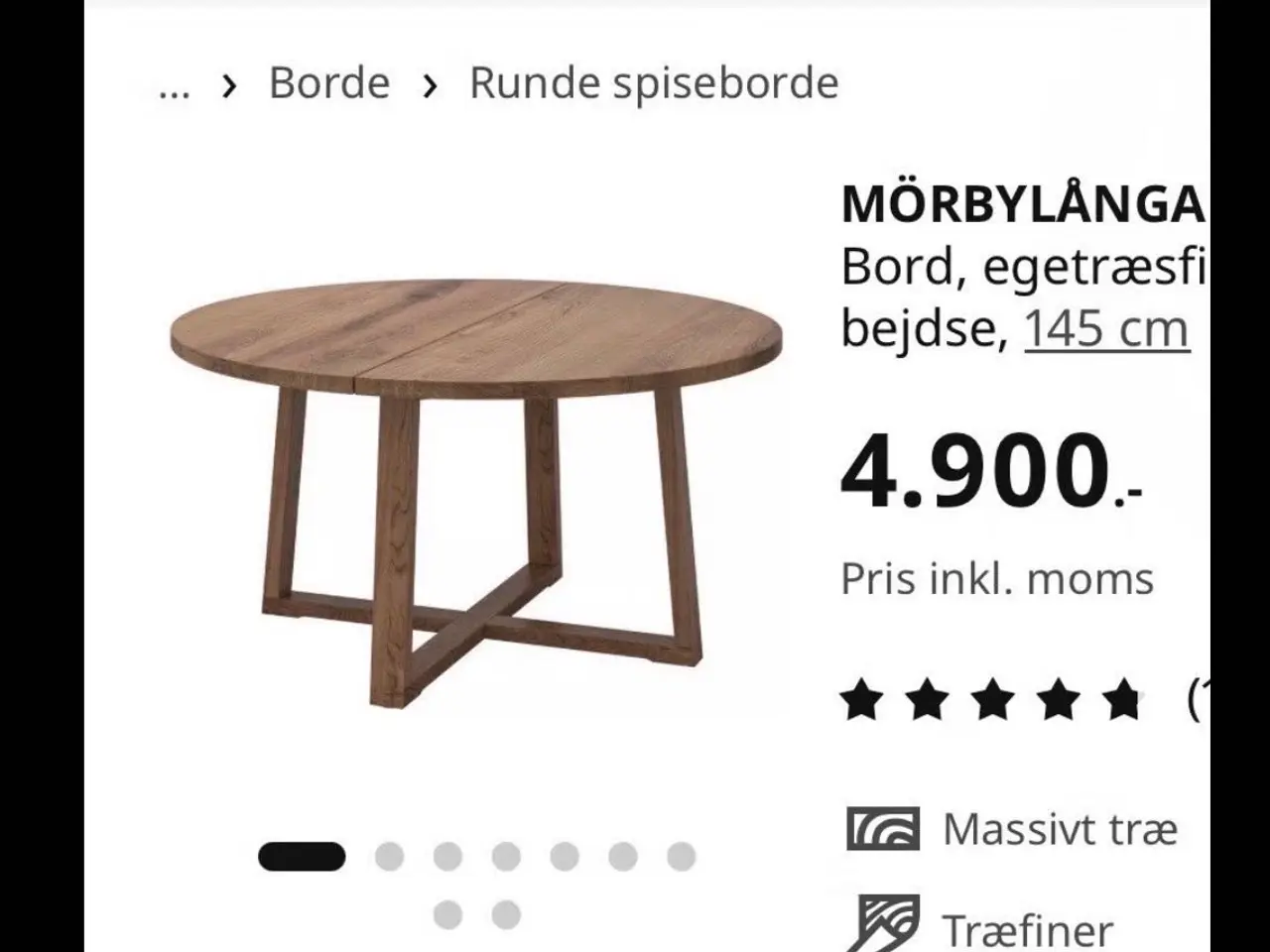 Billede 2 - Spisebord i egetræ