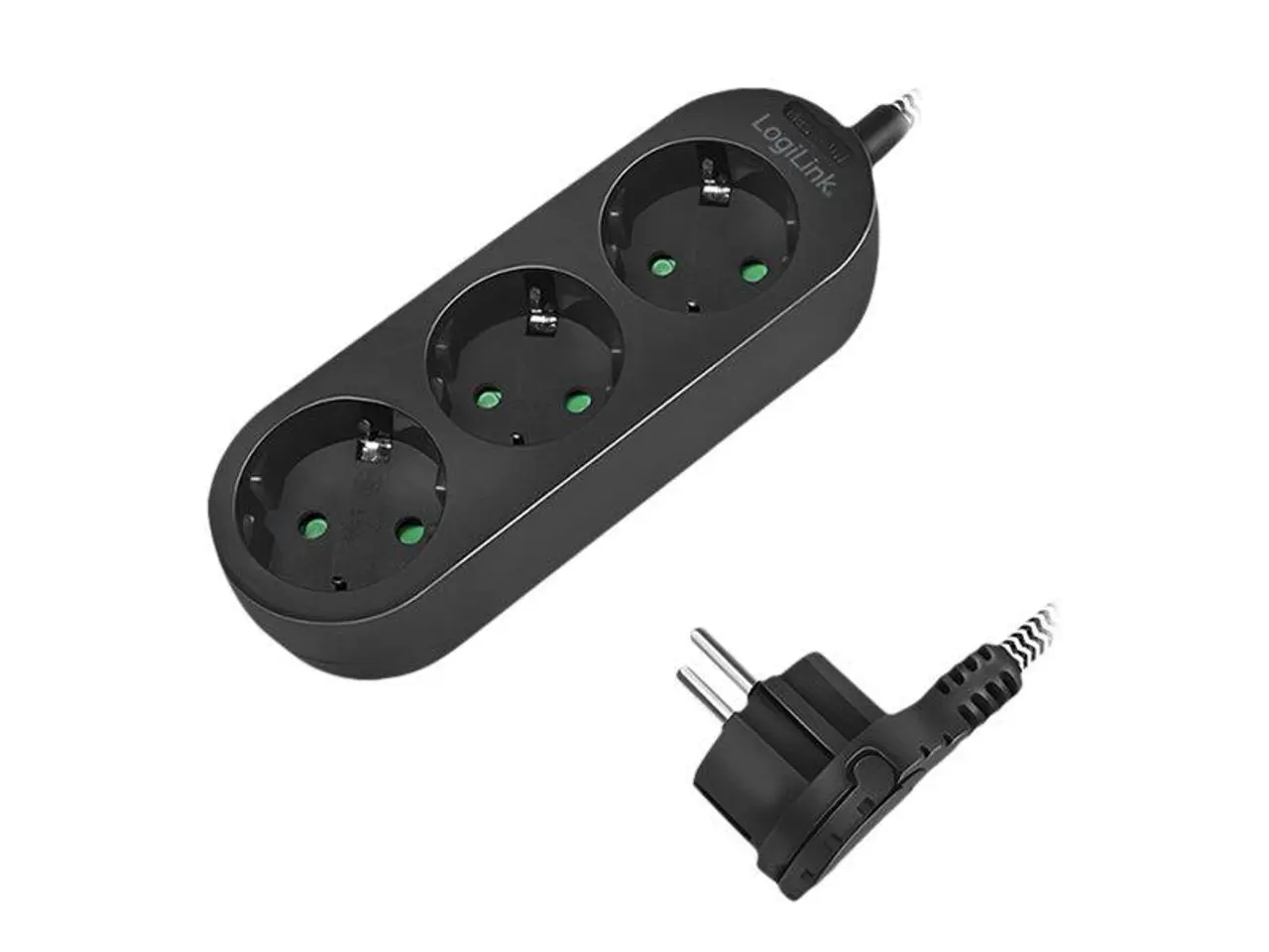 Billede 1 - Stikdåse 3?udtag 16 A, LogiLink - sort, 1,5 m