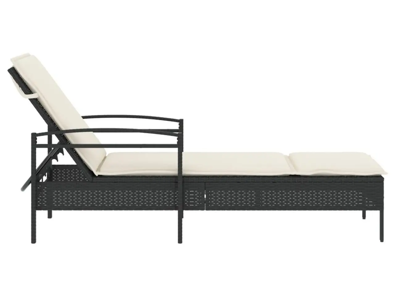 Billede 5 - Liggestol med hynde 63x200x81 cm polyrattan sort